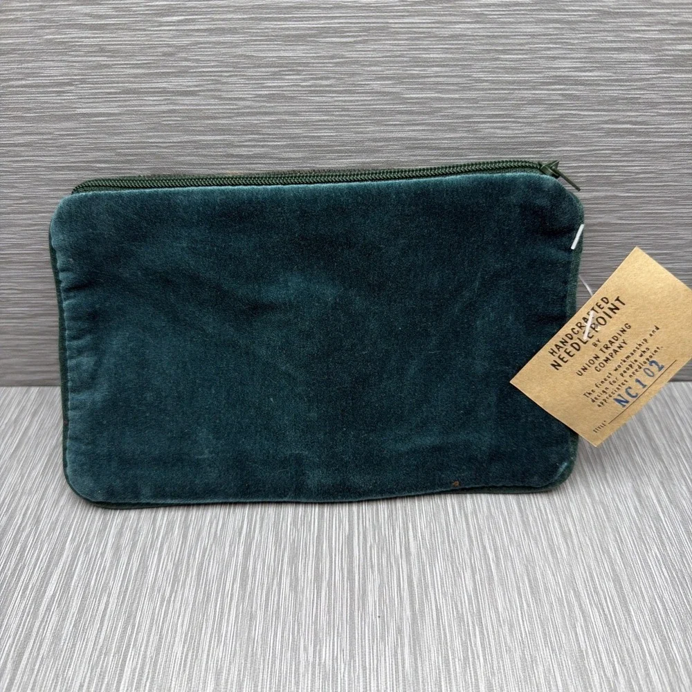 Vintage Schnauzer Needlepoint Cosmetic Bag Green NWT Deadstock